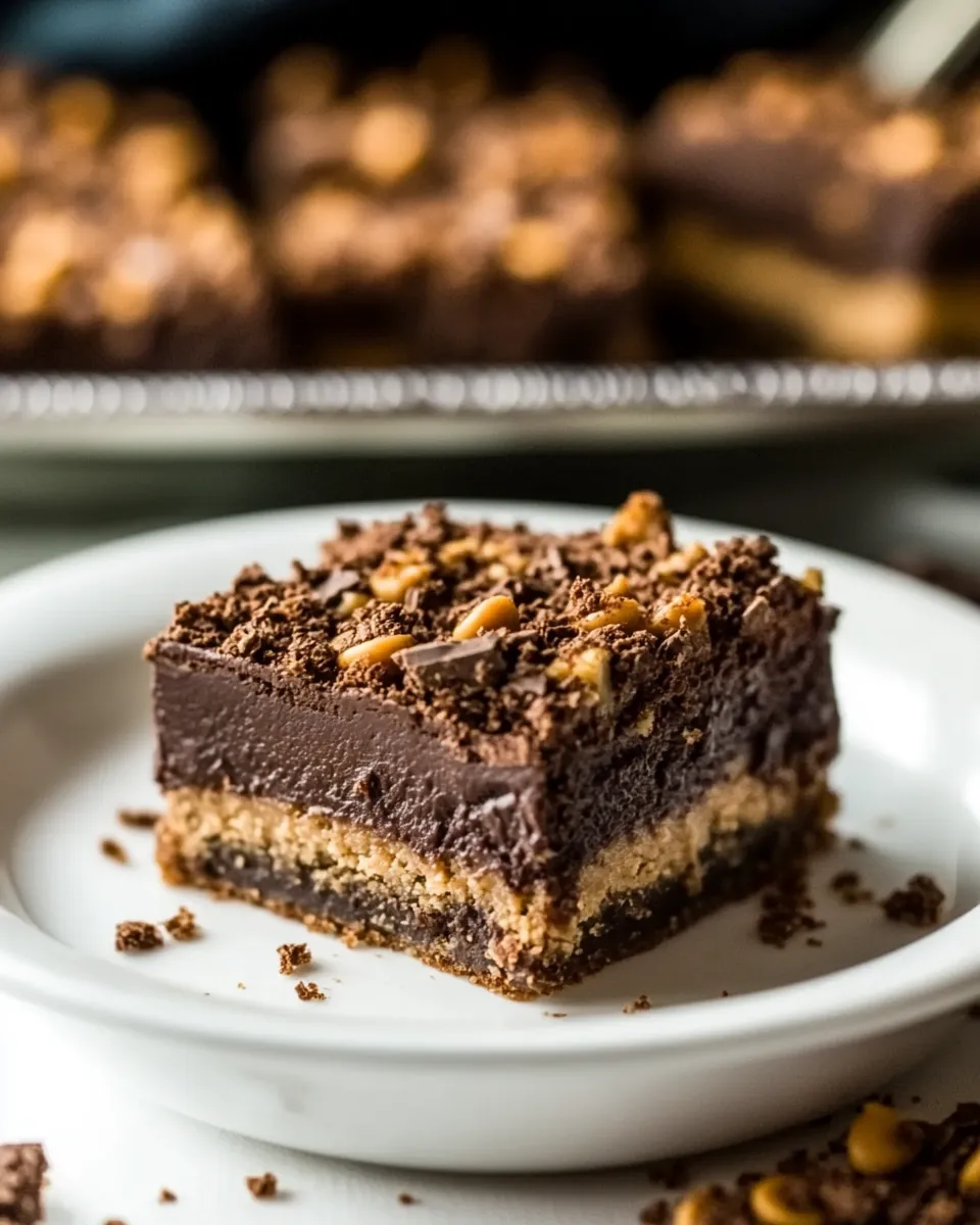 Easy Chocolate Cheesecake Bars With Butterscotch Chips food shot