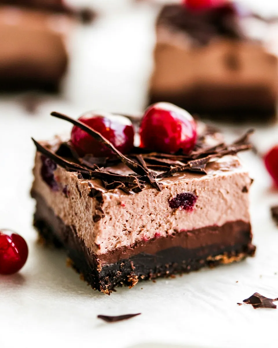 Homemade Chocolate Cherry Mousse Bars photo