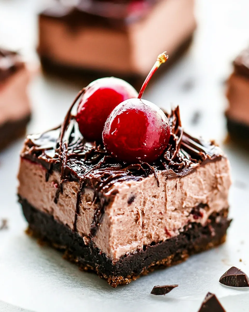 Delicious Chocolate Cherry Mousse Bars shot