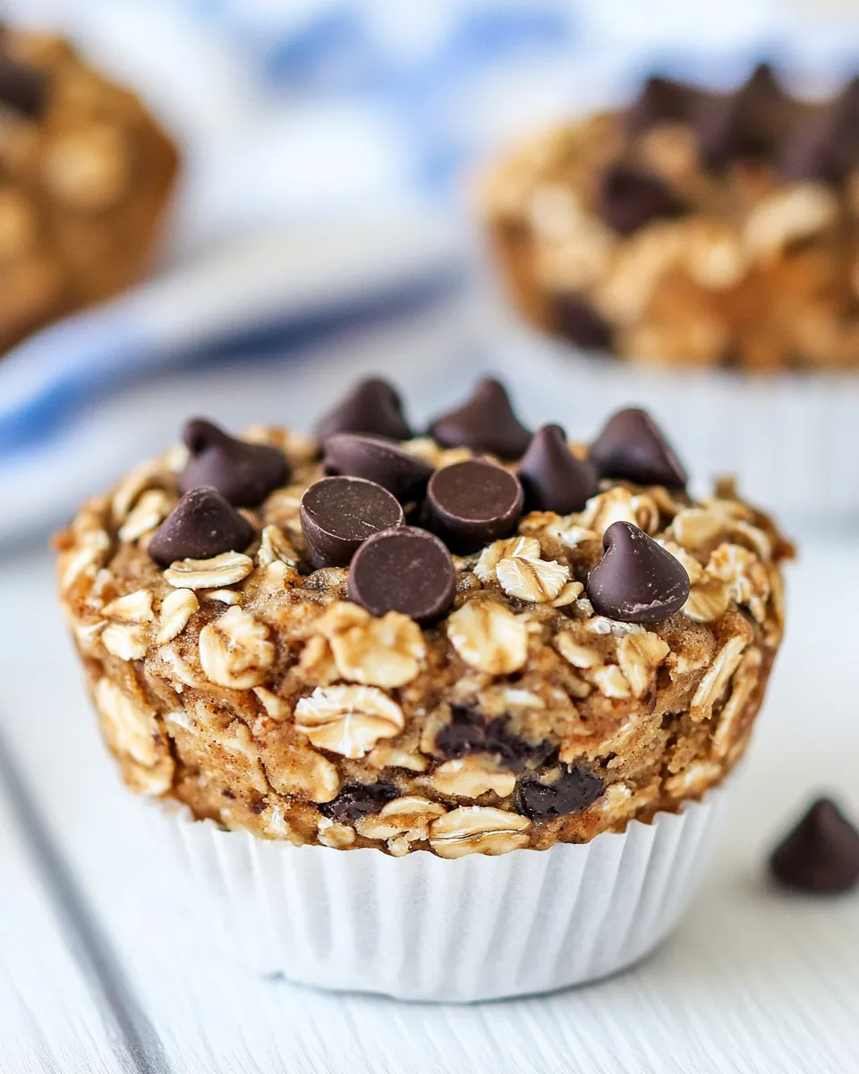 Delicious Chocolate Chip Baked Oatmeal Muffins shot