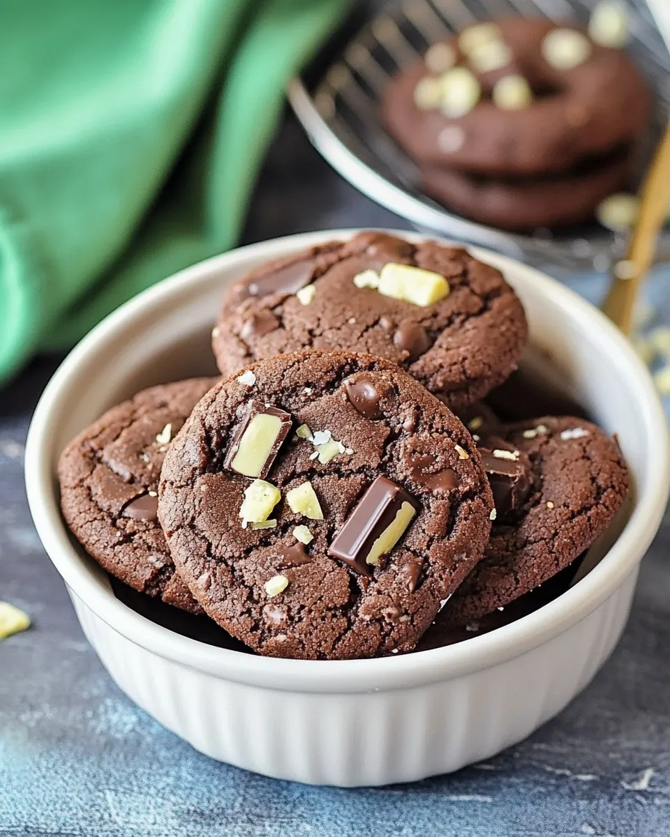 Delicious Chocolate Cookies with Thin Mints food shot