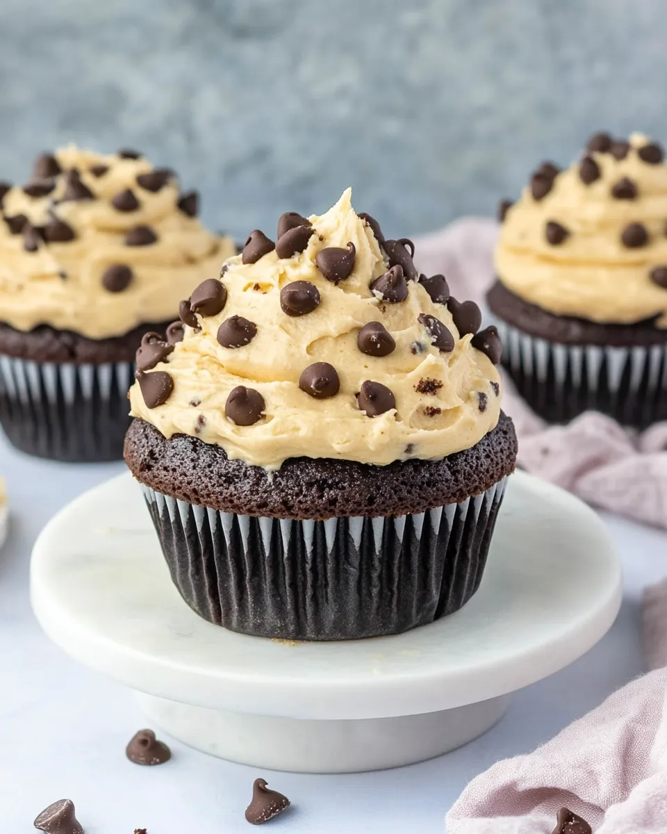 Homemade Chocolate Cupcakes with Cream Cheese Cookie Dough Frosting recipe photo
