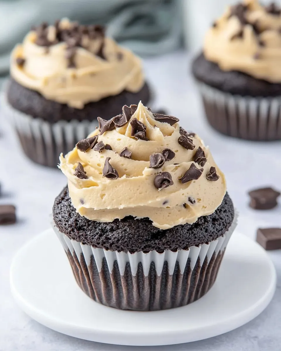 Delicious Chocolate Cupcakes with Cream Cheese Cookie Dough Frosting image