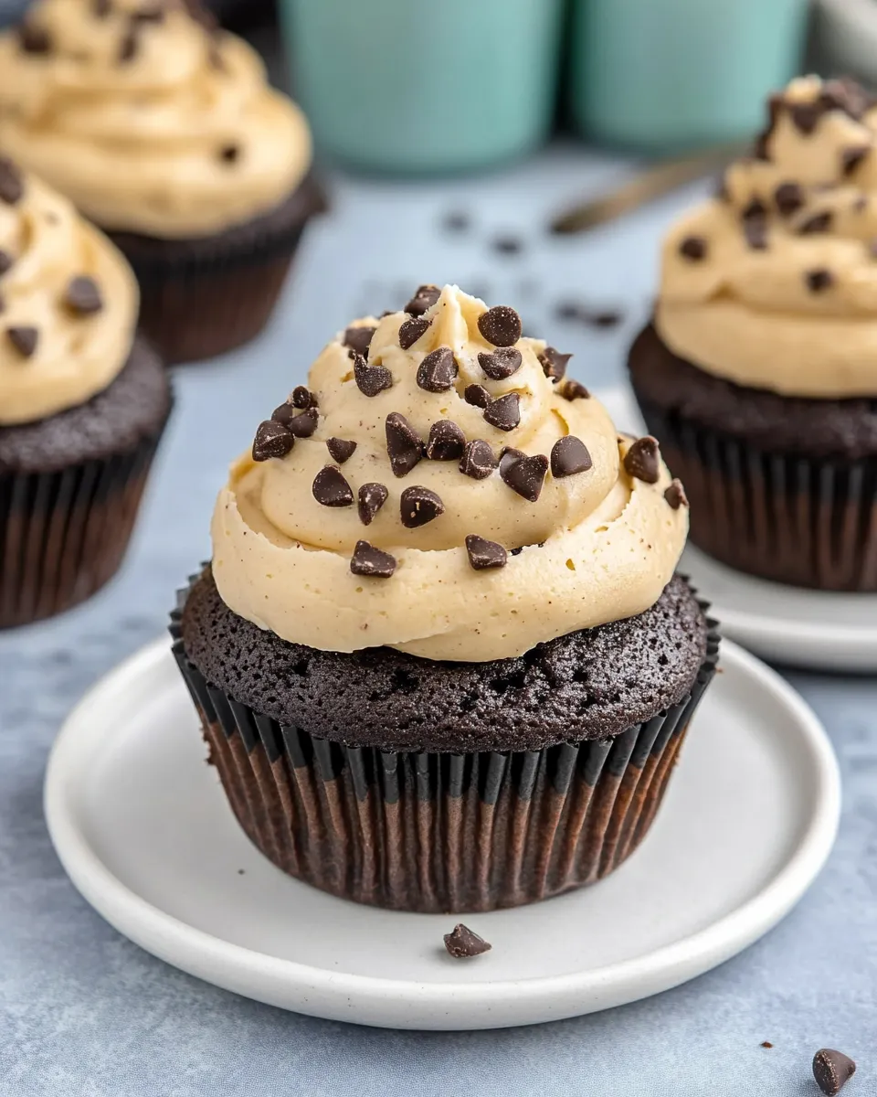 Easy Chocolate Cupcakes with Cream Cheese Cookie Dough Frosting dish photo