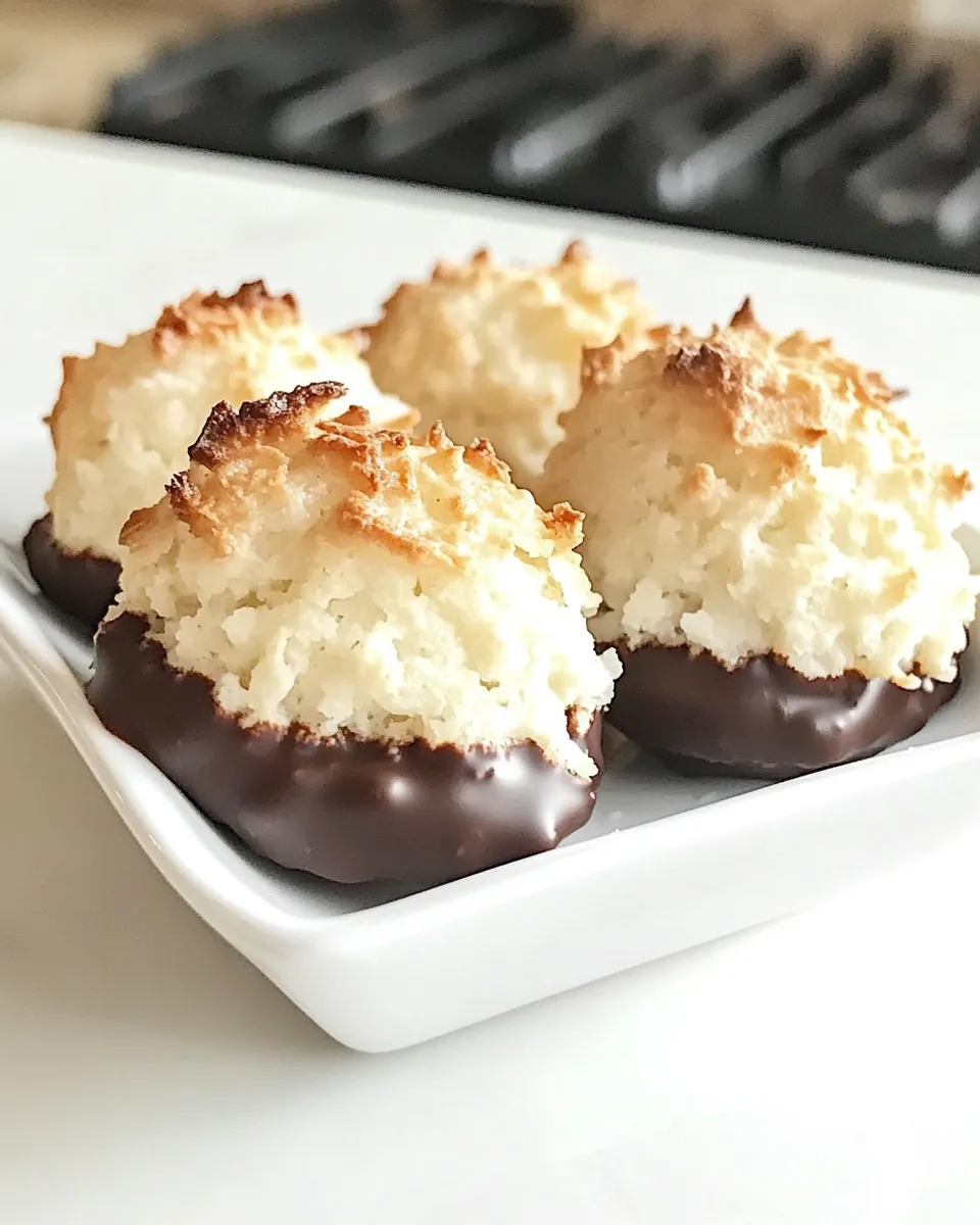 Delicious Chocolate Dipped Coconut Macaroons shot
