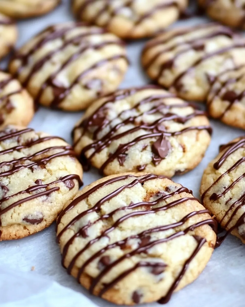 Homemade Chocolate Drizzled Toffee Chocolate Chip Cookies photo