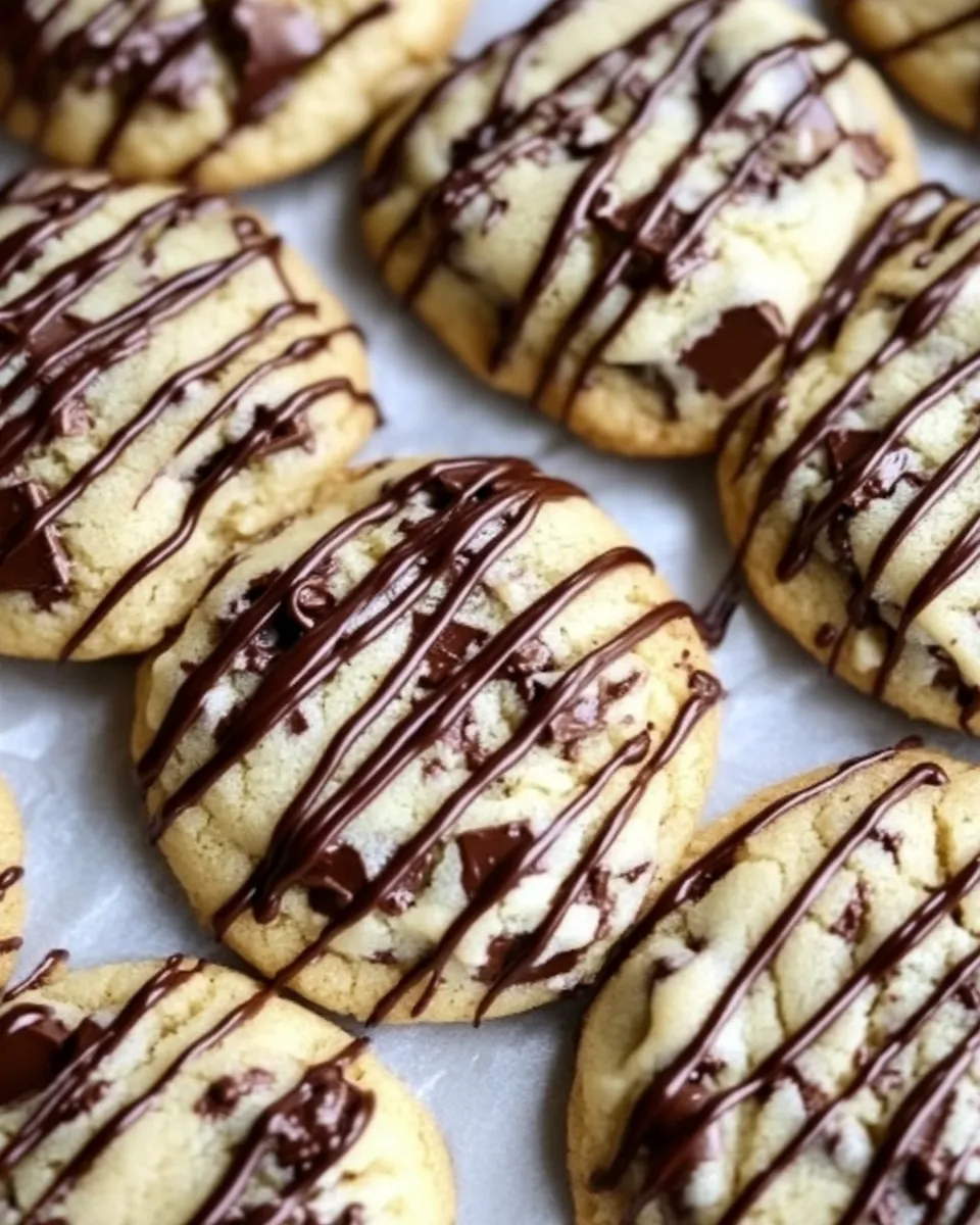 Delicious Chocolate Drizzled Toffee Chocolate Chip Cookies image
