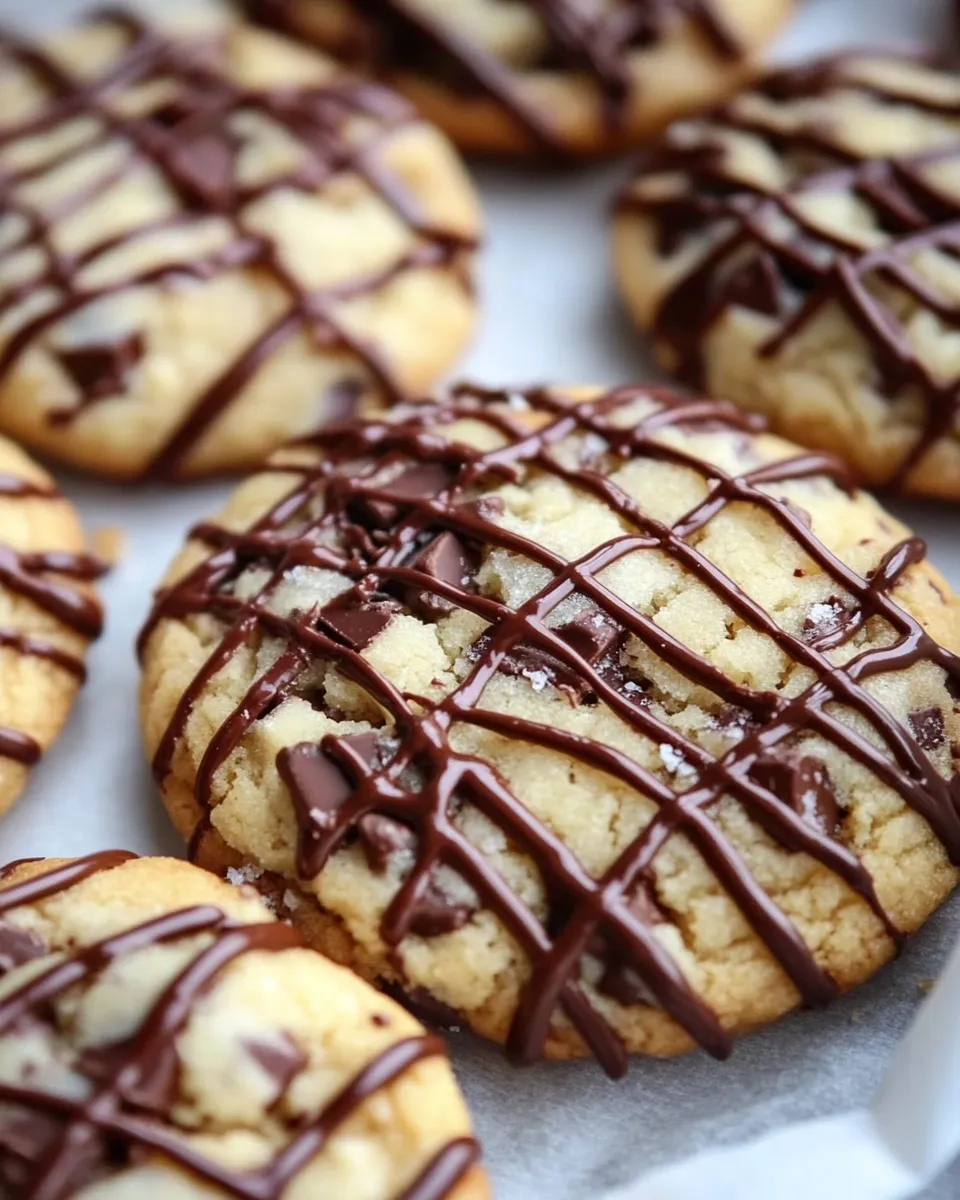 Easy Chocolate Drizzled Toffee Chocolate Chip Cookies recipe photo