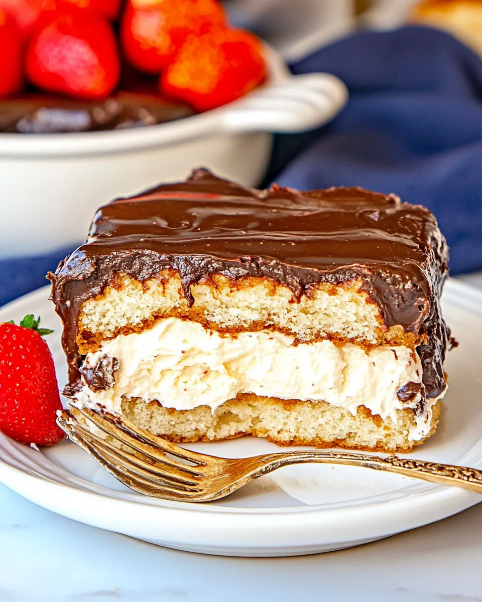 Delicious Chocolate Eclair Cake shot