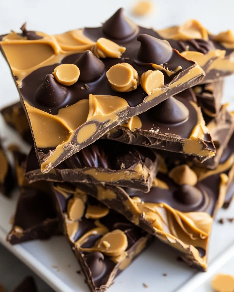Delicious Chocolate Peanut Butter Cup Bark shot