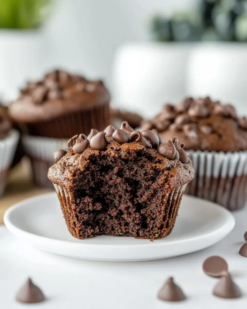 Easy Chocolate Zucchini Muffins food shot