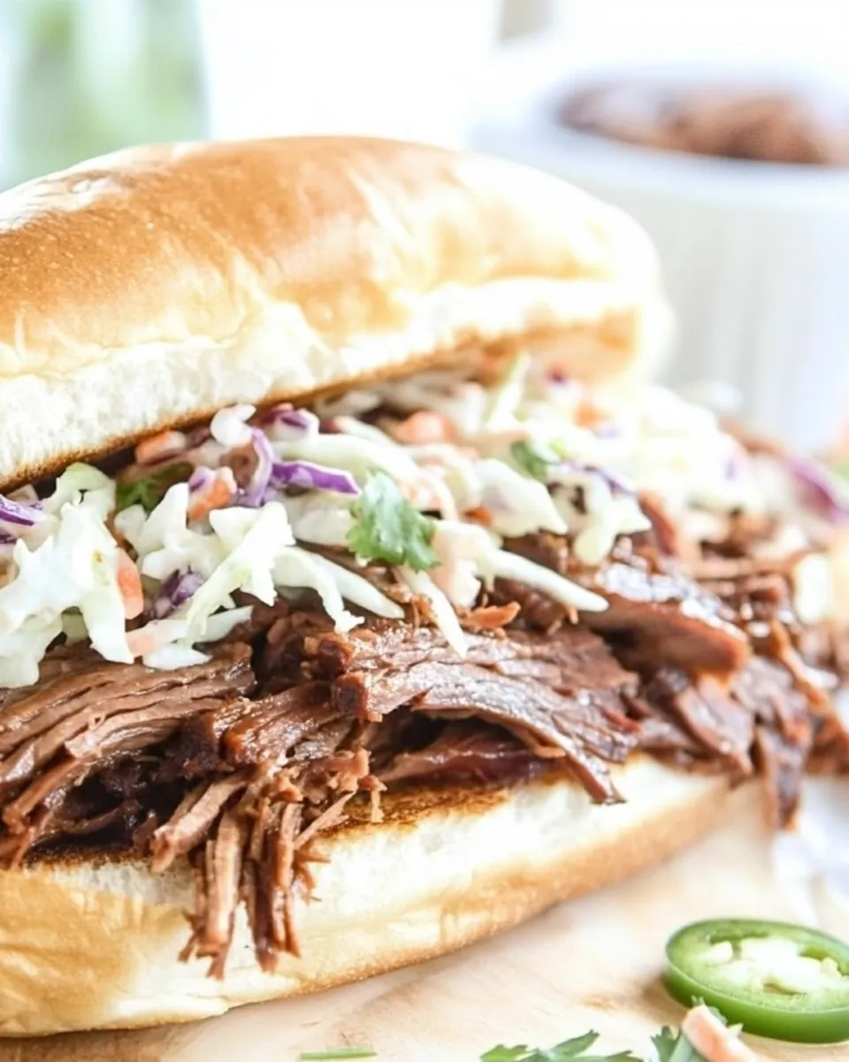 Homemade Chopped Brisket Sandwich with Jalapeno Slaw: Leftover Brisket Recipe photo