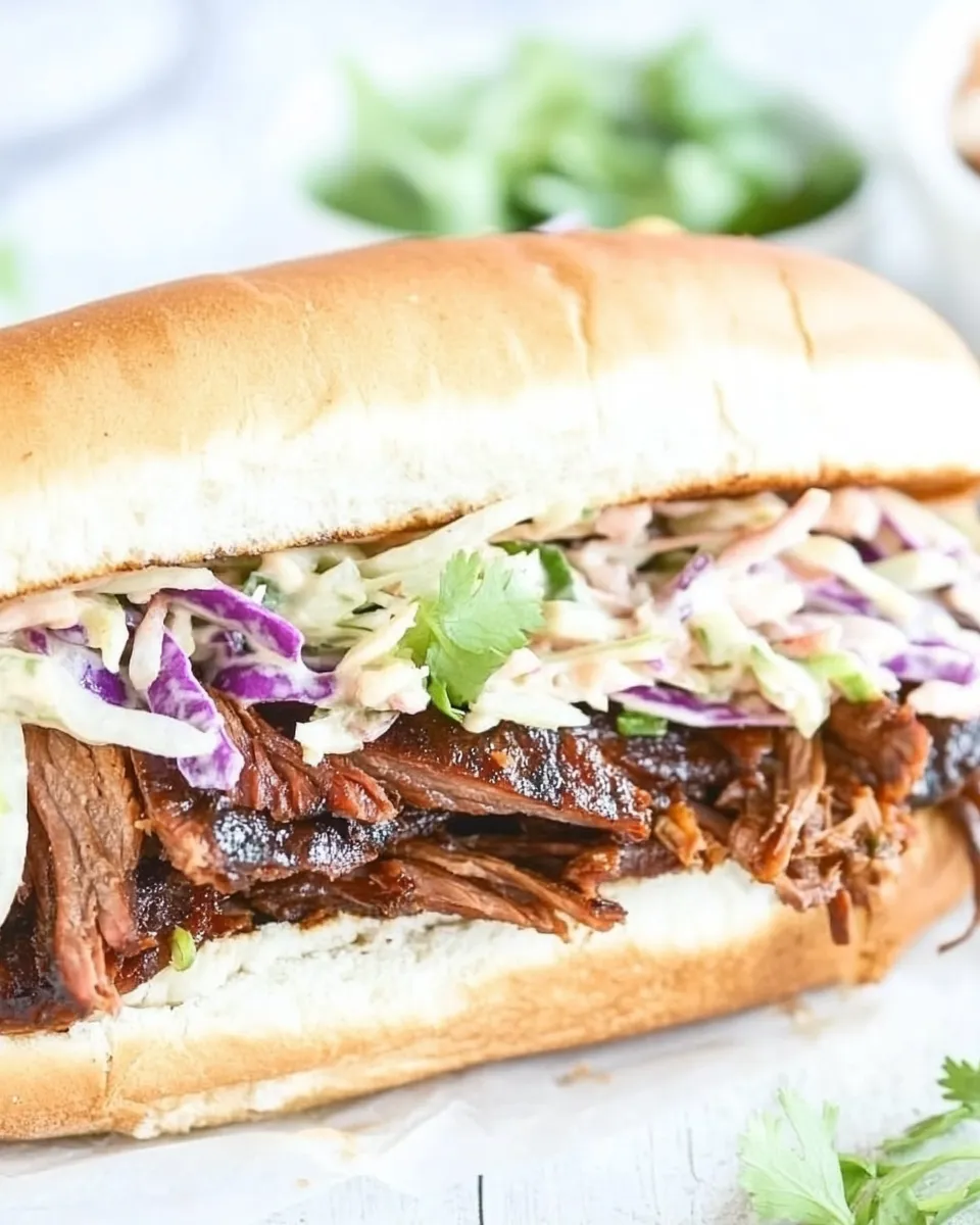 Easy Chopped Brisket Sandwich with Jalapeno Slaw: Leftover Brisket Recipe shot