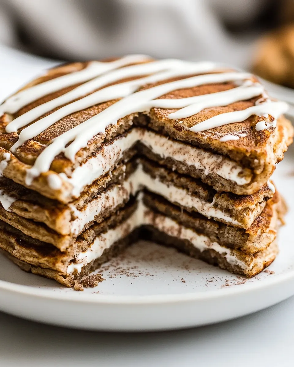 Healthy Cinnamon Roll Protein Pancakes shot