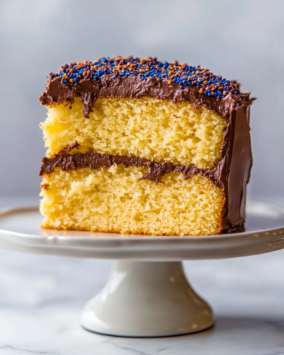 Delicious Classic Yellow Cake with Creamy Chocolate Frosting recipe photo