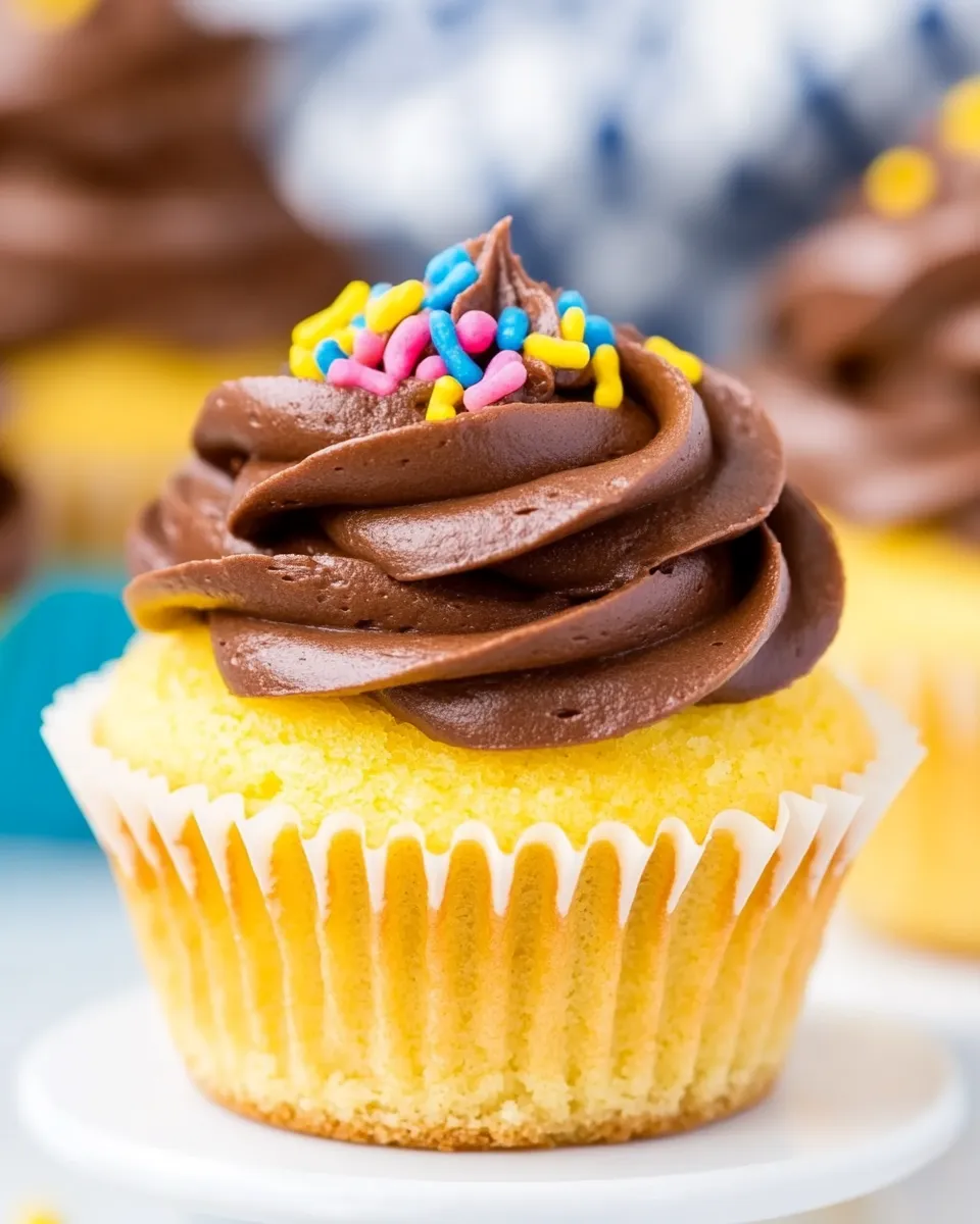 Easy Classic Yellow Cupcakes with Chocolate Frosting recipe photo