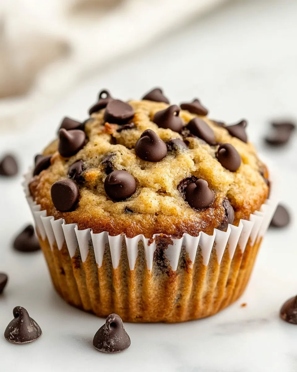Delicious Coconut Banana Muffins with Chocolate Chips shot