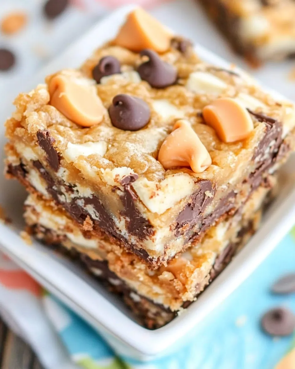 Homemade Coconut Butterscotch Chocolate Chip Gooey Bars photo