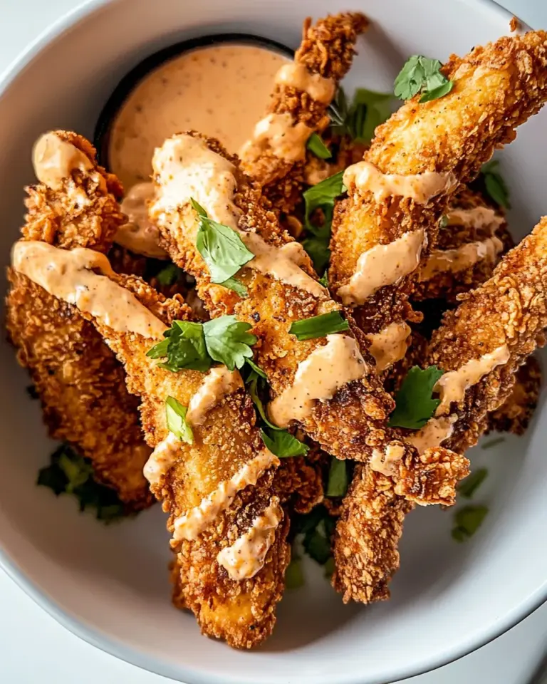 Simple Coconut Chicken Fingers with Bang Bang Sauce. food shot