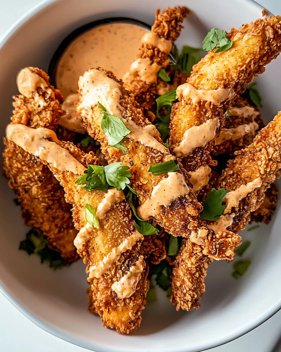 Simple Coconut Chicken Fingers with Bang Bang Sauce. food shot