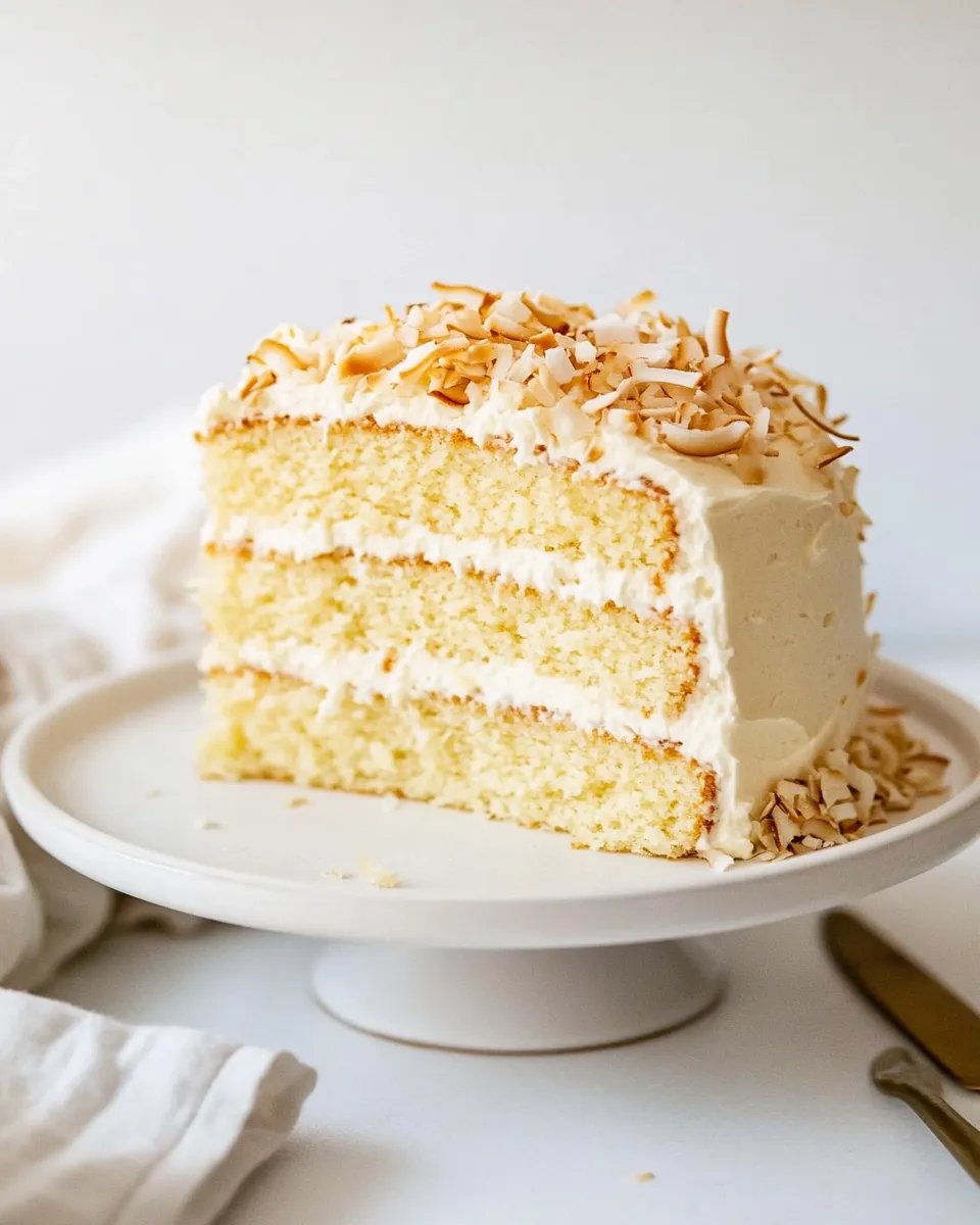 Easy Coconut Cream Cake with Coconut Cream Cheese Frosting recipe photo
