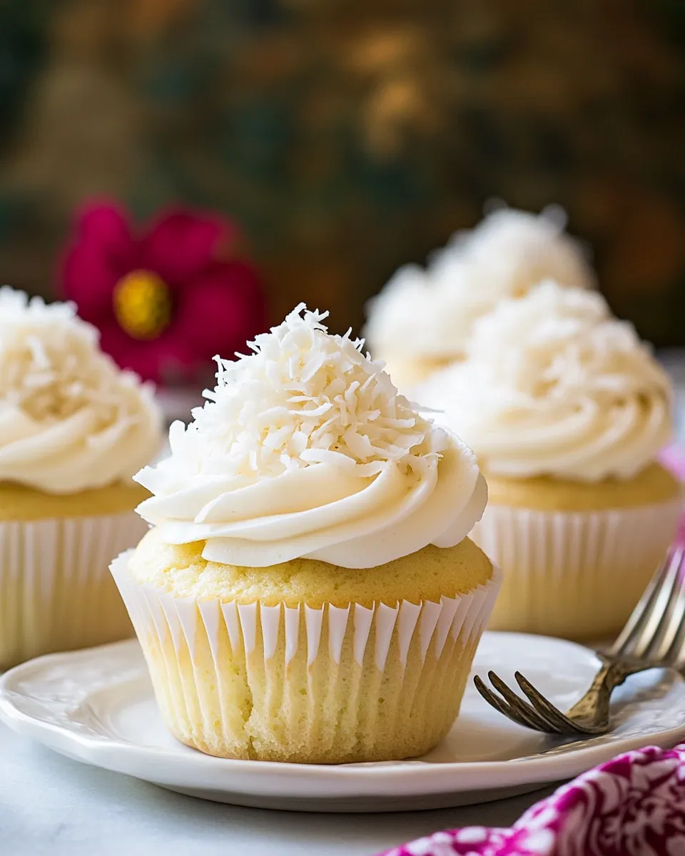 Delicious Coconut Cupcakes with Coconut Buttercream Frosting image