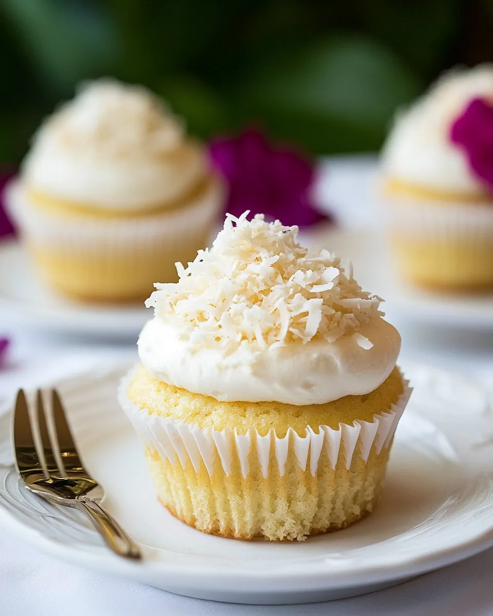 Easy Coconut Cupcakes with Coconut Buttercream Frosting recipe photo