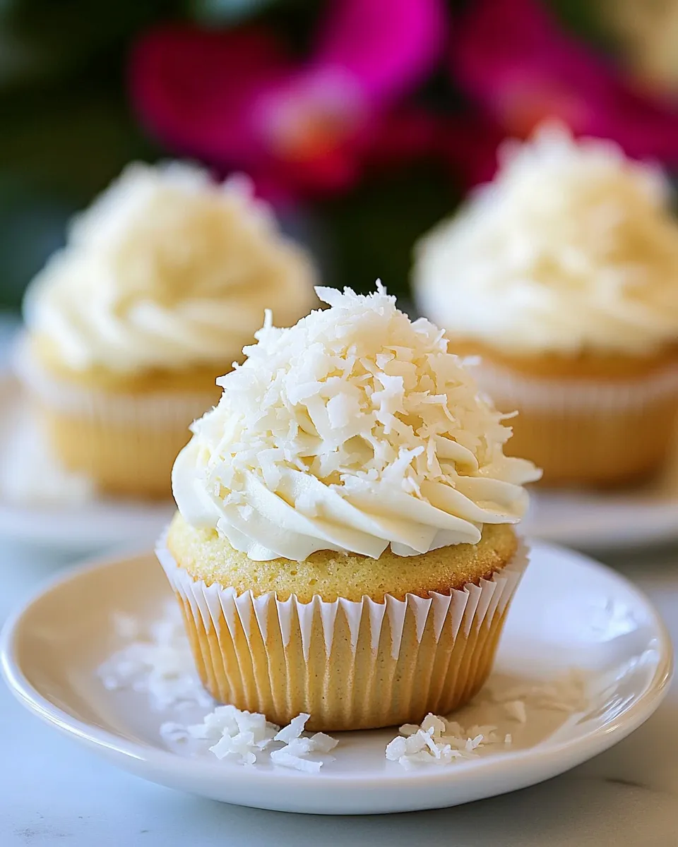 Best Coconut Cupcakes with Coconut Buttercream Frosting shot