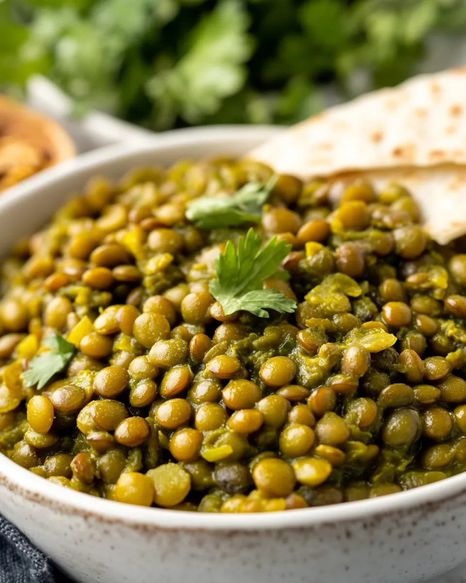 Healthy Coconut Curried Green Lentils Recipe dish photo