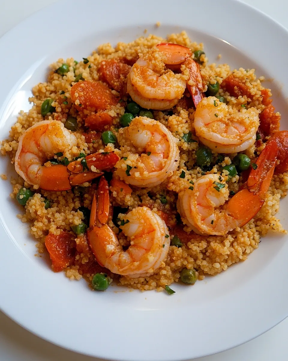 Savory Coconut Curry Shrimps and Couscous shot