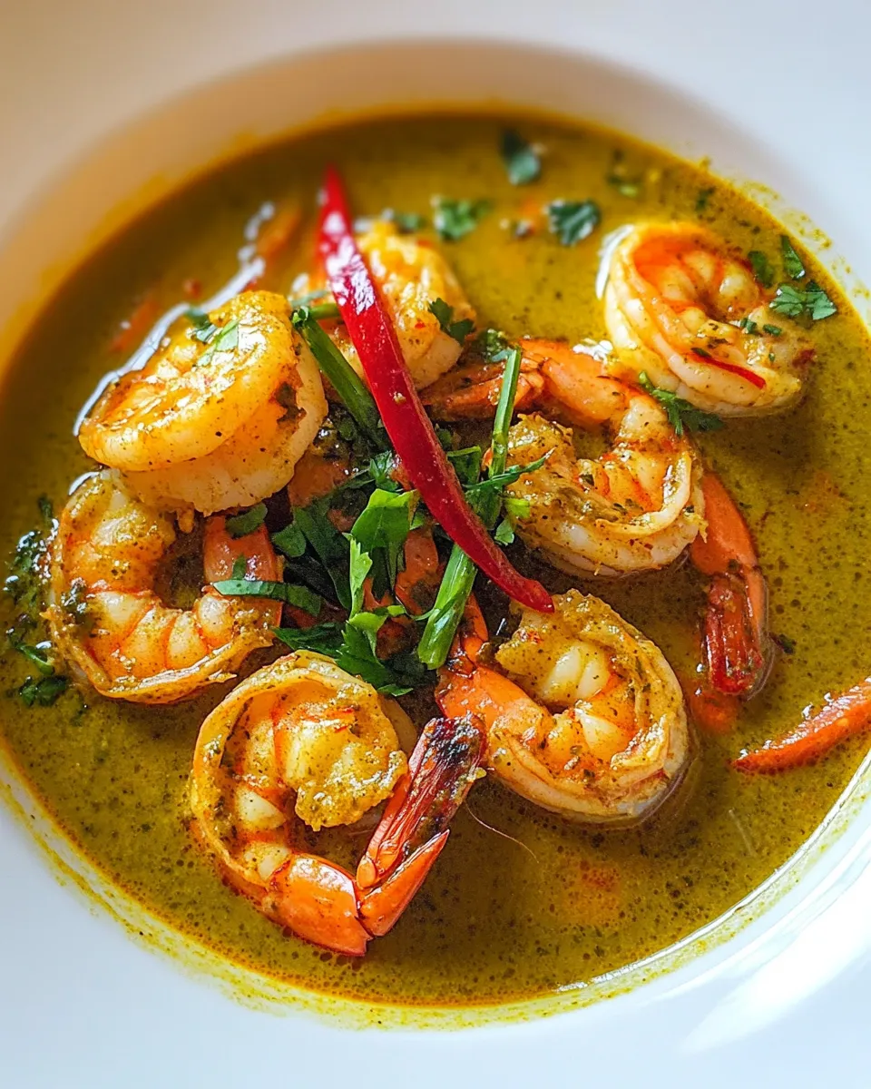 Delicious Coconut Sauce with Carrot Ginger Soup and Prawns image