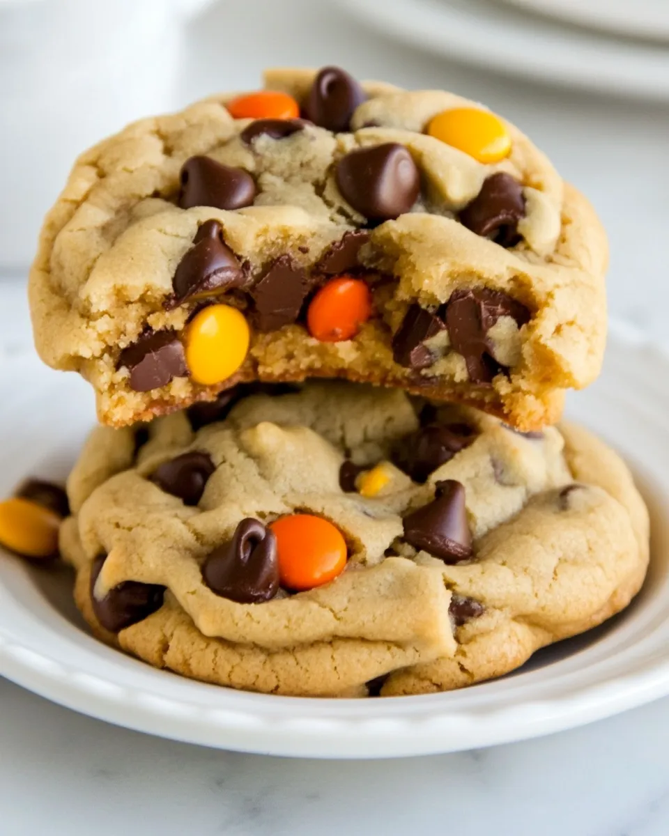 Easy Colossal Reeses Pieces Chocolate Chip Cookies recipe image