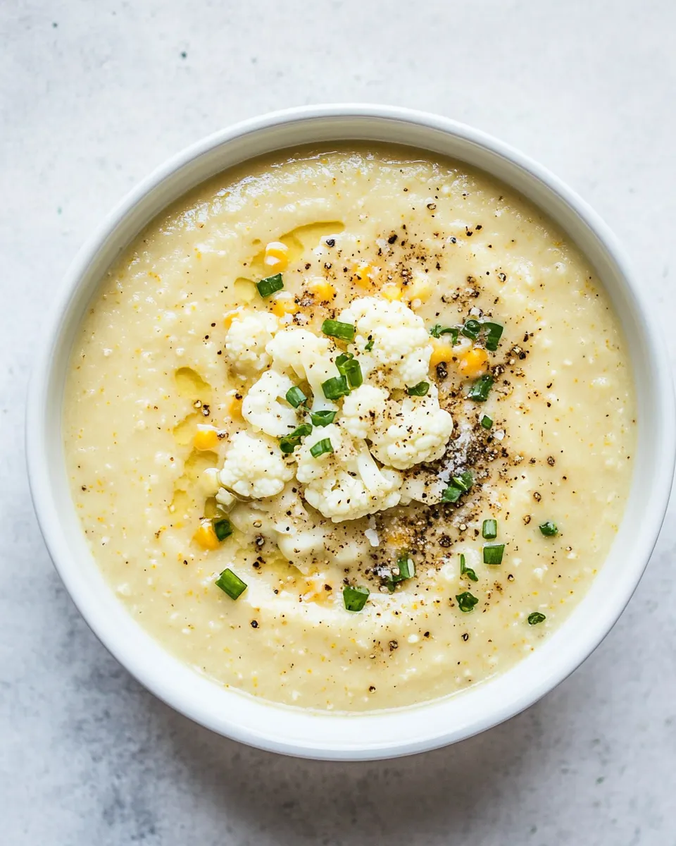 Delicious Corn and Cauliflower Soup shot