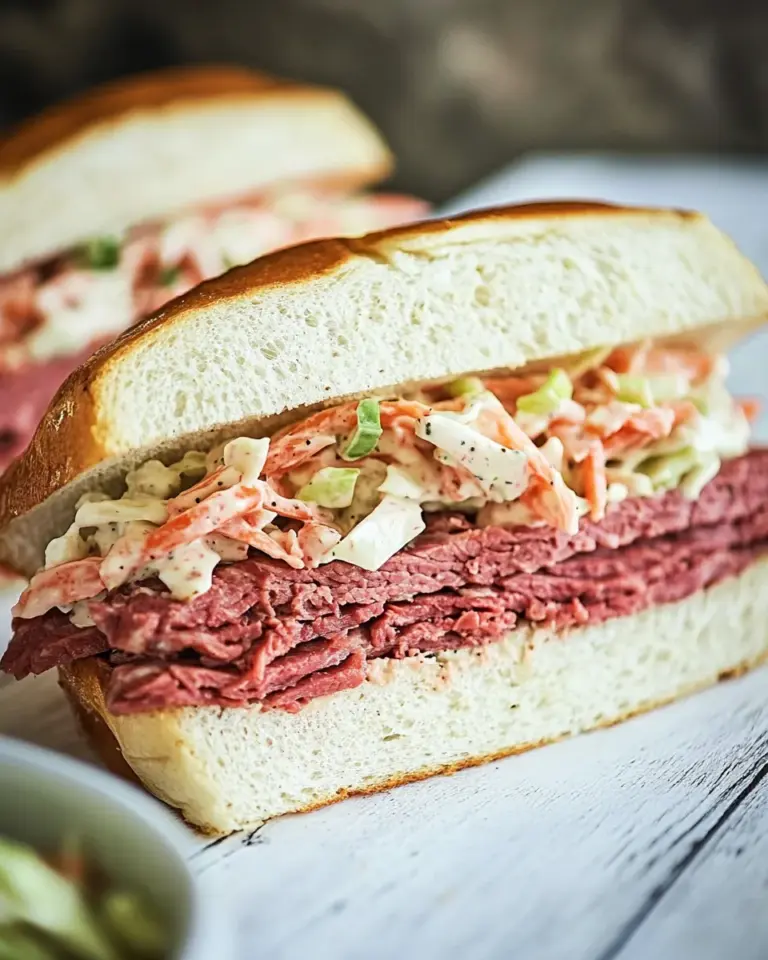 Homemade Corned Beef Sandwich with Coleslaw and Russian Dressing photo