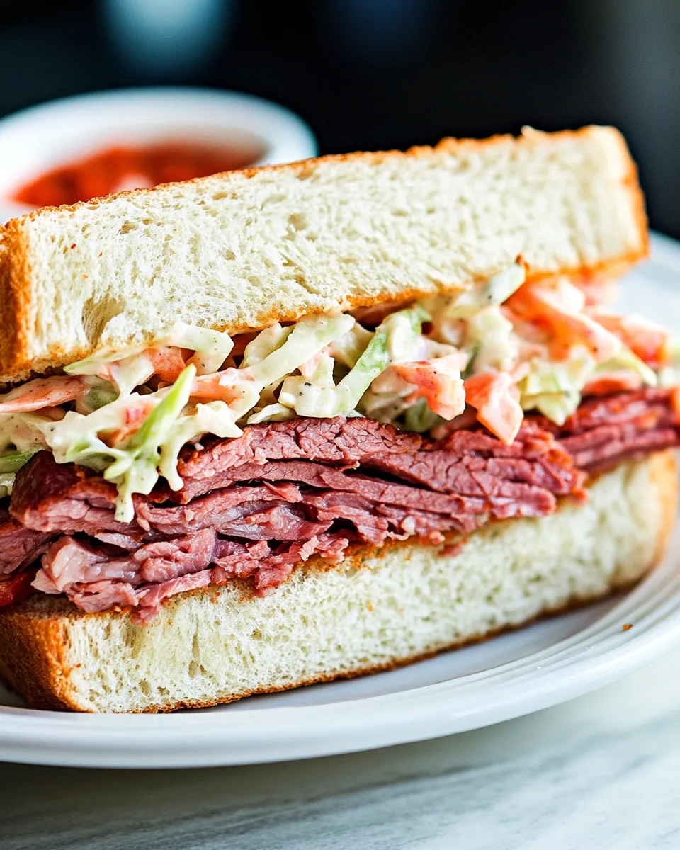Classic Corned Beef Sandwich with Coleslaw and Russian Dressing image
