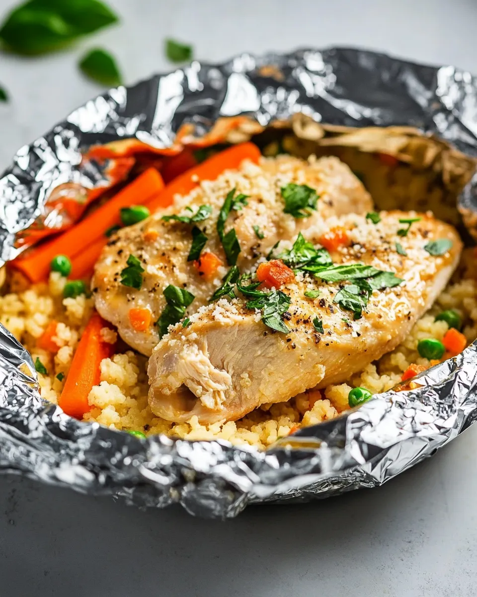 Easy Creamy Chicken Foil Packets with Couscous photo