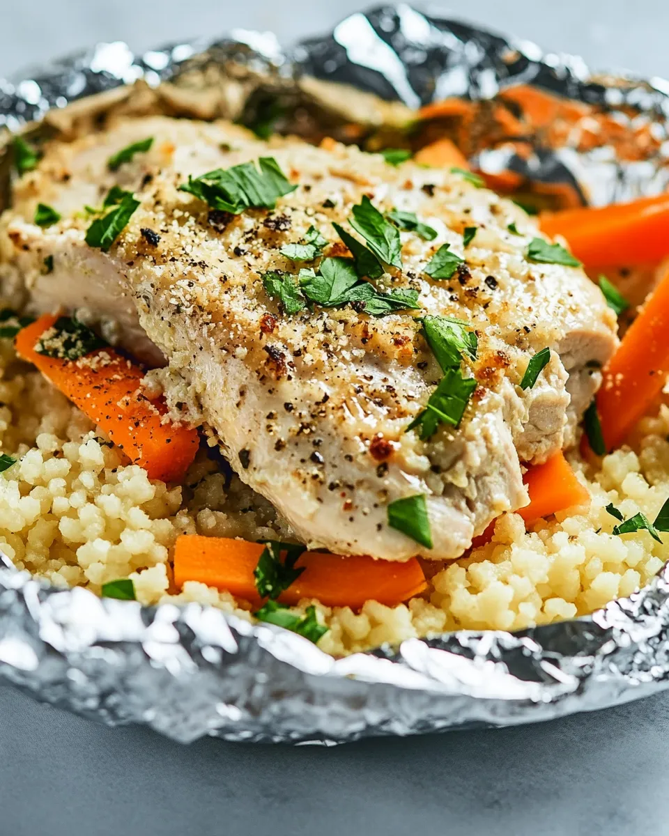 Delicious Creamy Chicken Foil Packets with Couscous image