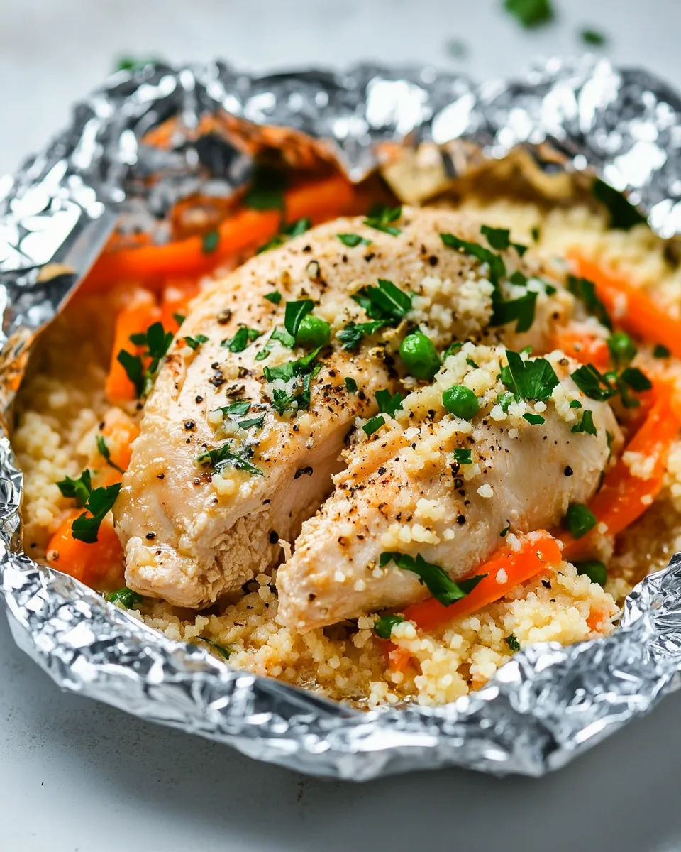 Healthy Creamy Chicken Foil Packets with Couscous recipe photo