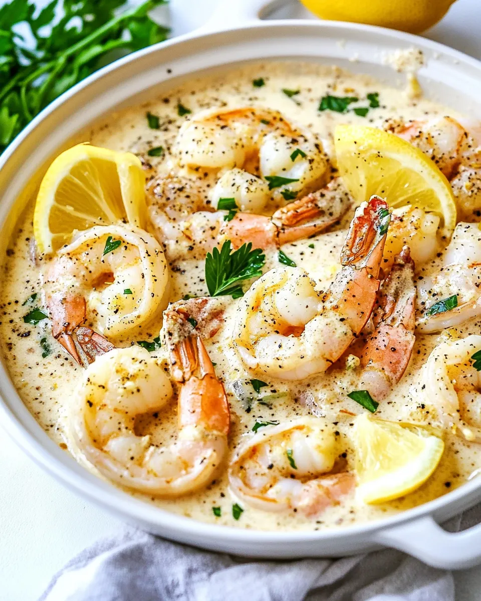 Savory Creamy Lemon Parmesan Shrimp shot