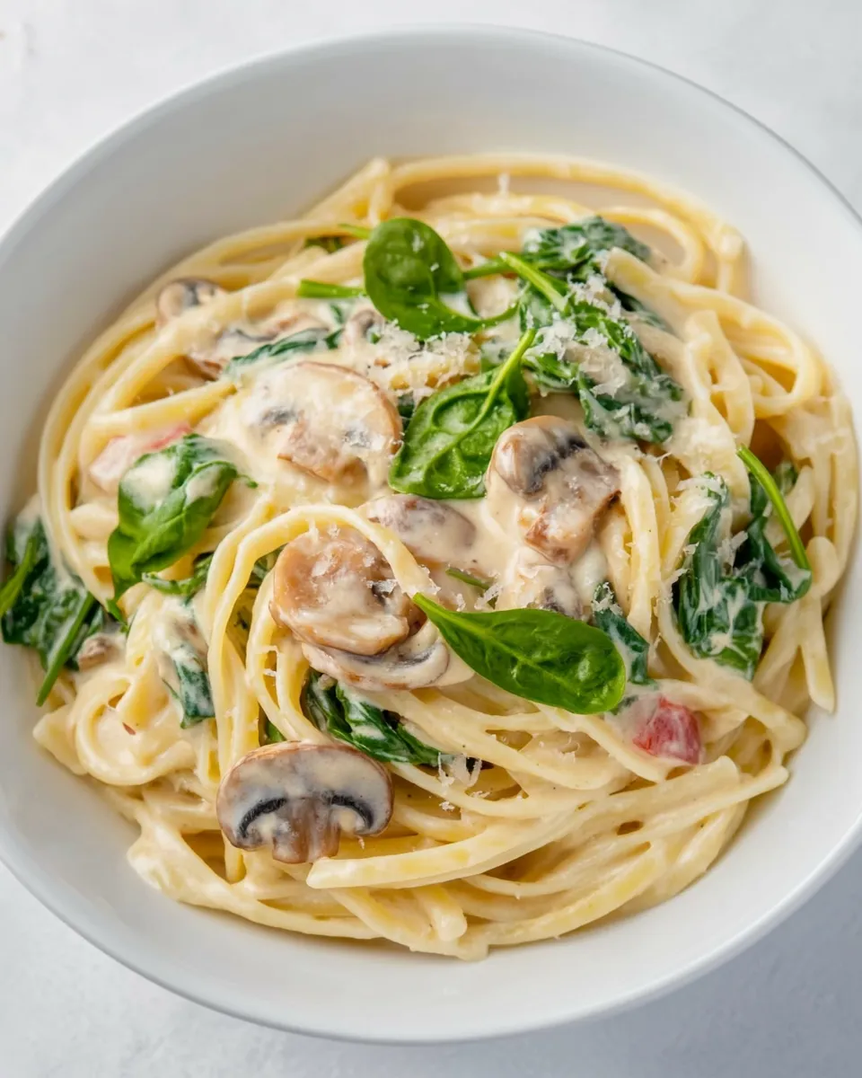 Easy Creamy Mushroom Spinach Pasta photo