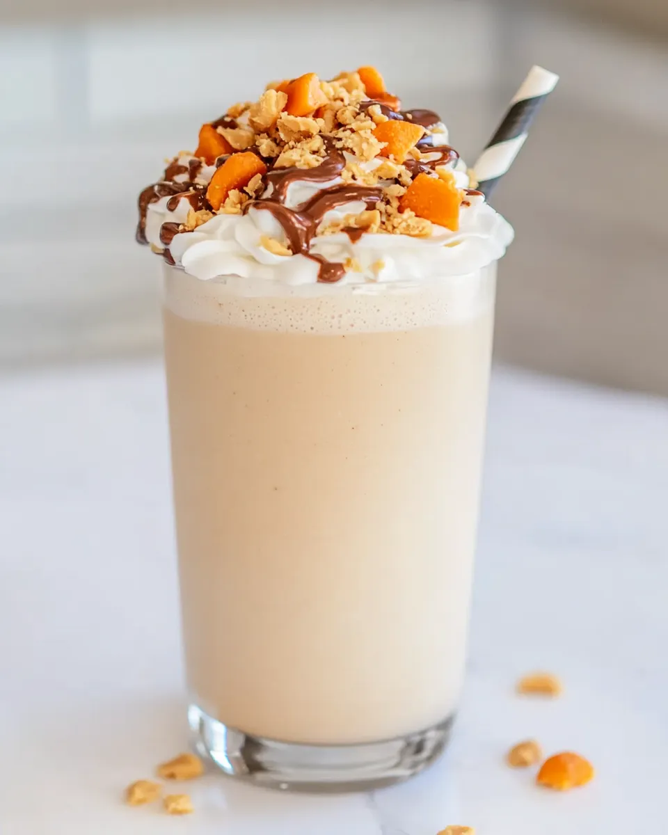 Homemade Creamy Peanut Butter Milkshake photo