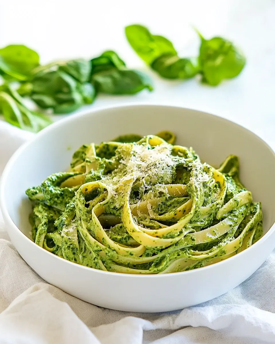 Delicious Creamy Spinach Pasta Sauce shot