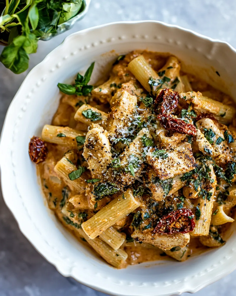 Fresh Creamy Sun-Dried Tomato Chicken Pasta. dish image
