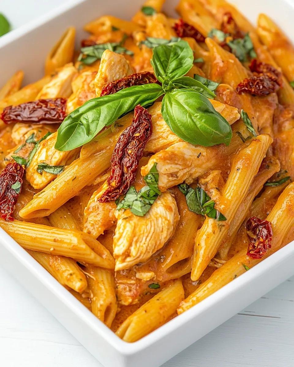 Savory Creamy Sun-Dried Tomato Chicken Pasta (Gluten-Free, Dairy-Free) shot