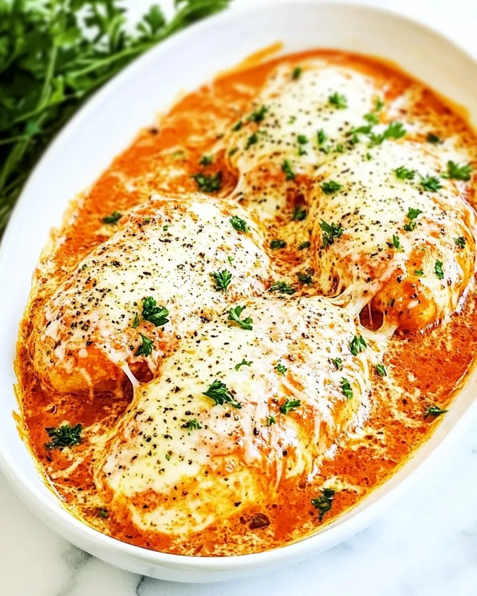 Quick Creamy Tomato Italian Parmesan Chicken shot