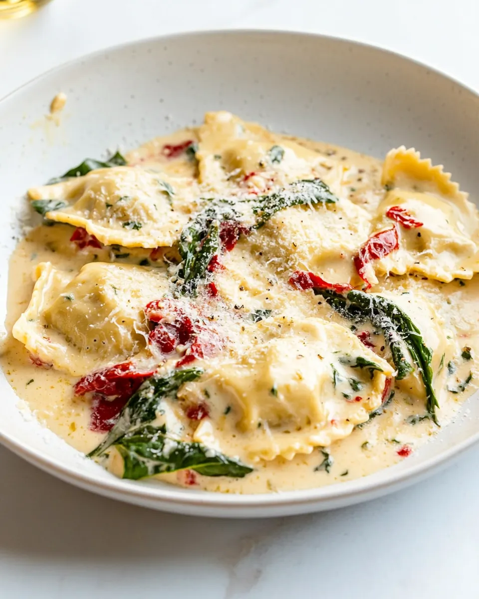 Homemade Creamy Tuscan Ravioli (One Pan, 15 Minutes!) photo