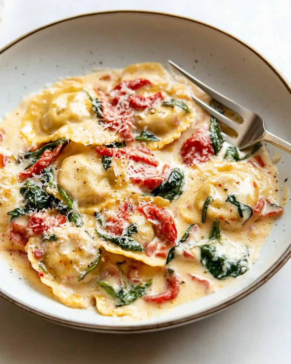Delicious Creamy Tuscan Ravioli (One Pan, 15 Minutes!) image