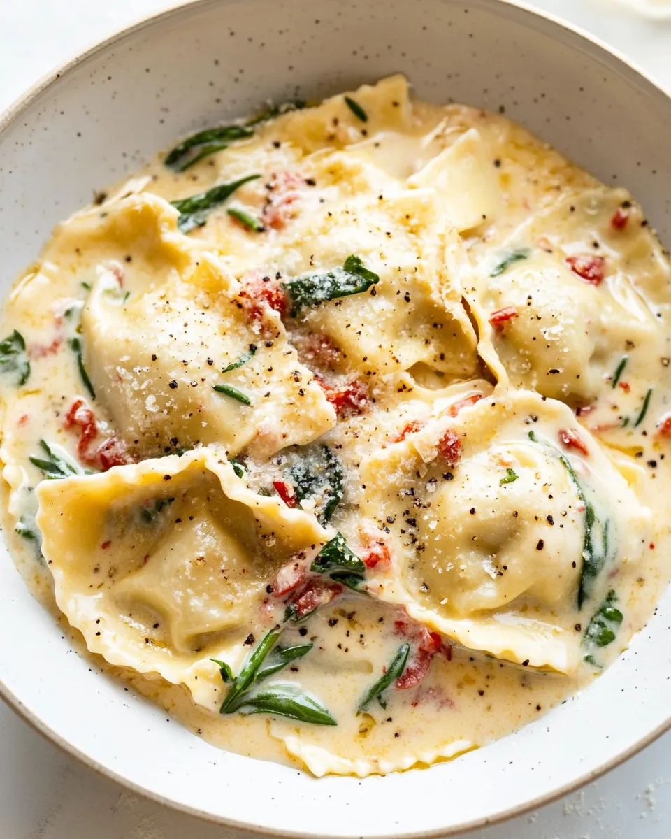 Simple Creamy Tuscan Ravioli (One Pan, 15 Minutes!) recipe photo