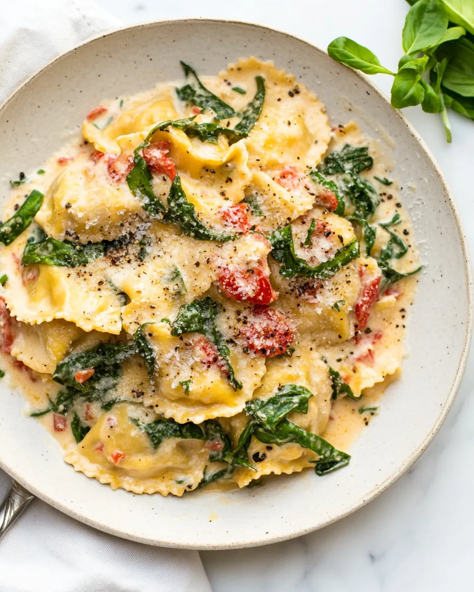 Quick Creamy Tuscan Ravioli (One Pan, 15 Minutes!) dish photo