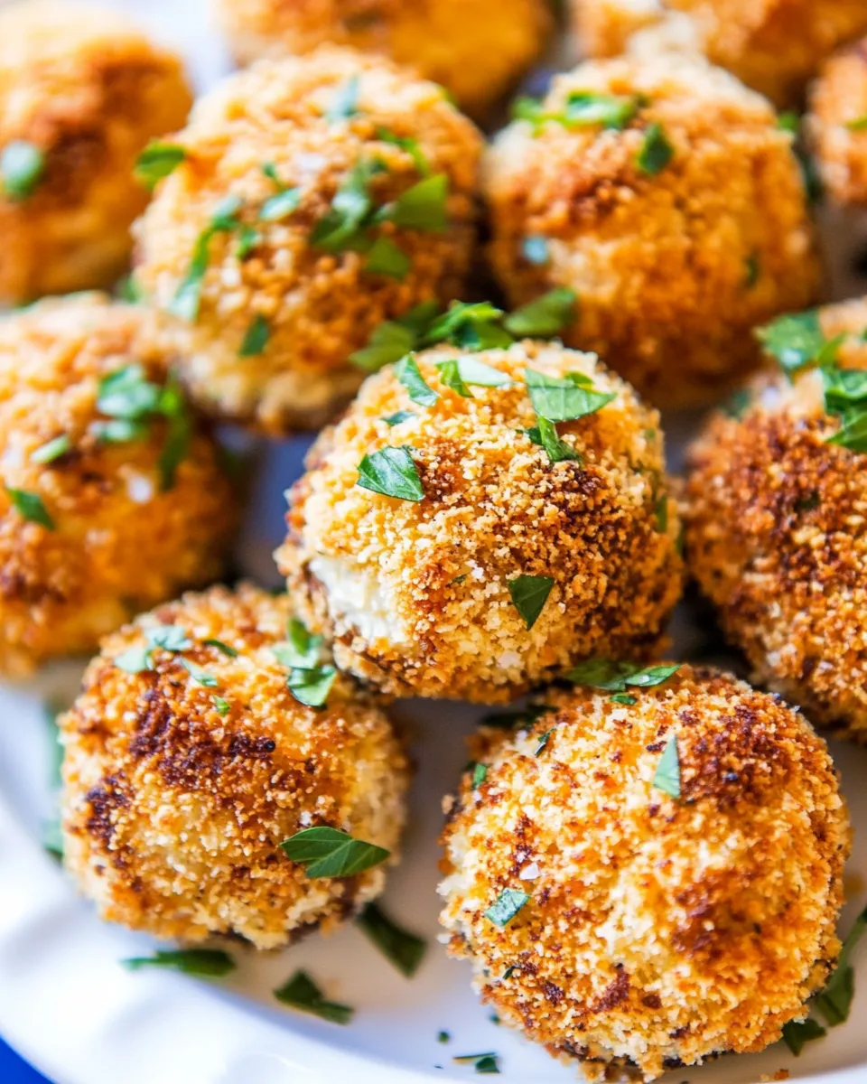 Delicious Crispy Baked Parmesan Garlic Breaded Mushrooms image